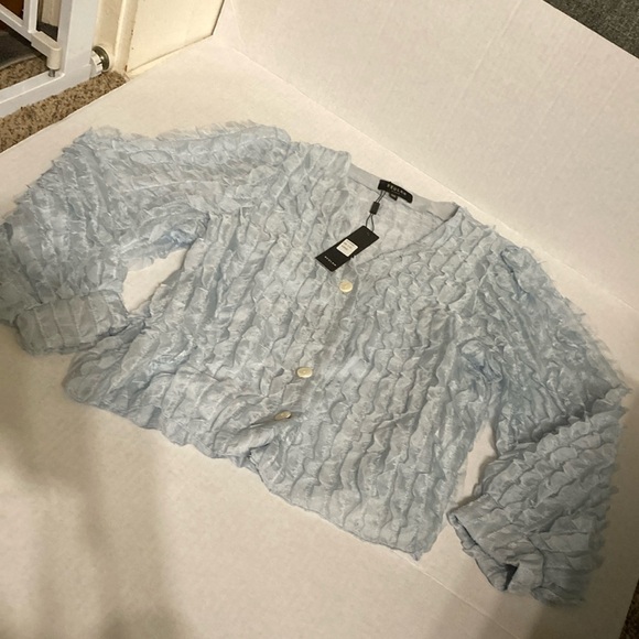 Beulah ruffled blouse NOTE missing button size one - Picture 1 of 13